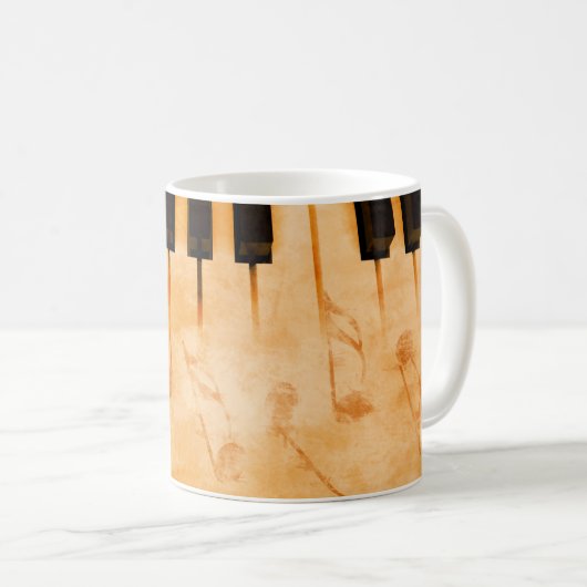 抽象芸術音楽の背景 – キーボードとミュージカルn コーヒーマグカップ (正面右)