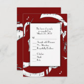 抽象芸術音楽RSVP、メニューの選択でマルーン 出欠カード (正面/裏面)