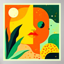 抽象芸術顔の色ブロックアート