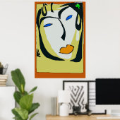 抽象芸術顔は黄色、 ポスター (ホームオフィス)
