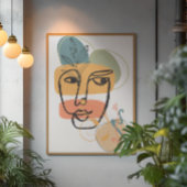 抽象芸術顔アートピンクブルー緑イエロー キャンバスプリント