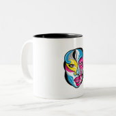 抽象芸術顔アートロゴデザイン ツートーンマグカップ (正面左)