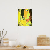 抽象芸術顔アート – トーン ポスター (キッチン)