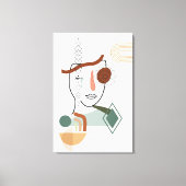 抽象芸術顔イラストレーションの花を目に付けた芸術 キャンバスプリント (正面)