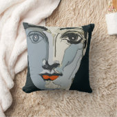 抽象芸術顔イン青 クッション (ブランケット)