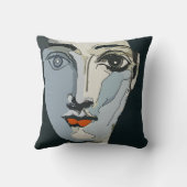 抽象芸術顔イン青 クッション (裏面)