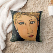 抽象芸術顔イン青 クッション (ブランケット)