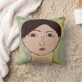 抽象芸術顔イン青 クッション (ブランケット)