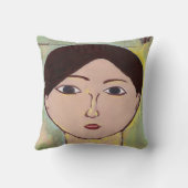 抽象芸術顔イン青 クッション (裏面)