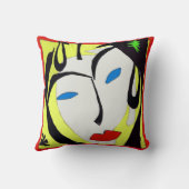 抽象芸術顔イン黄 クッション (裏面)