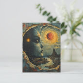 抽象芸術顔グランジ超現実景観 ポストカード (スタンド正面)