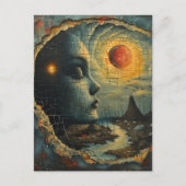 抽象芸術顔グランジ超現実景観 ポストカード (正面)