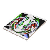 抽象芸術顔ハクナマタタアートプリント タイル (側面)