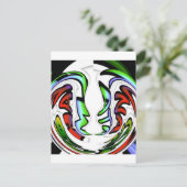 抽象芸術顔ハクナマタタアートプリント ポストカード (スタンド正面)