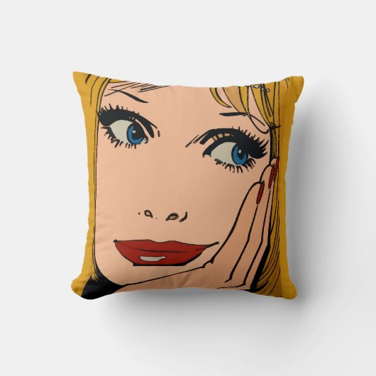 抽象芸術顔ブロンド クッション (正面)