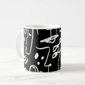 抽象芸術顔マスク:ジオメトリパターン コーヒーマグカップ (正面左)