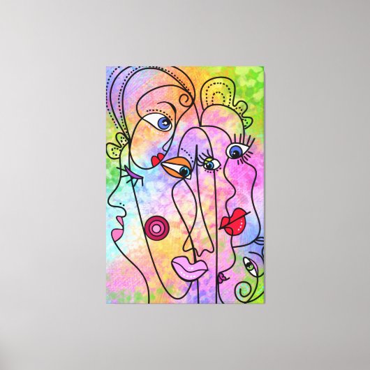 抽象芸術顔ムードキャンバモダンス絵画プリント キャンバスプリント (正面)