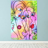 抽象芸術顔ムードキャンバモダンス絵画プリント キャンバスプリント (インサイチュ (ウッドフロア))