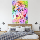 抽象芸術顔ムードキャンバモダンス絵画プリント キャンバスプリント (インサイチュ (寝室))