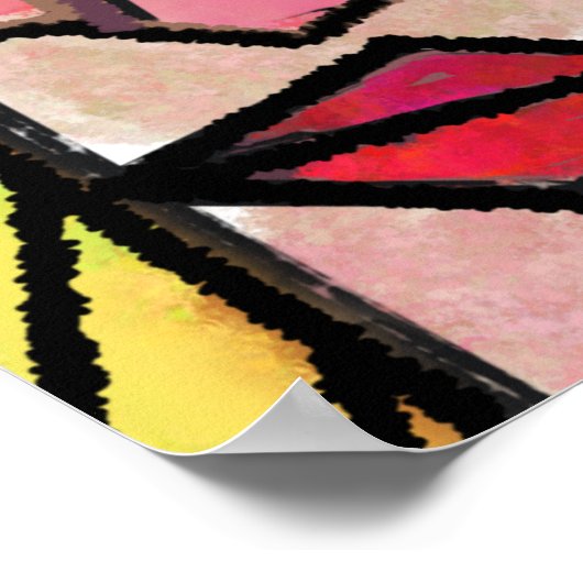 抽象芸術顔ムードポスターキュービズムポートレート ポスター (角)