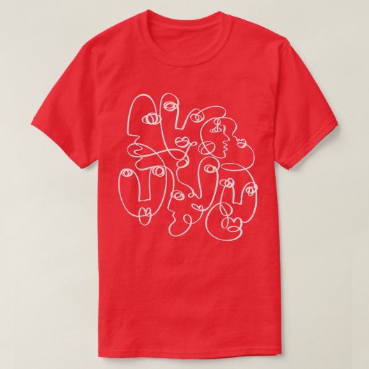 抽象芸術顔モダンミニマリストラインアートトレンディーA Tシャツ (デザイン正面)