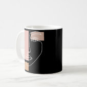 抽象芸術顔ラインスケッチ美学トップ コーヒーマグカップ (正面左)