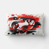 抽象芸術顔レッド、ブラック&ホワイト | ランバークッション (正面)
