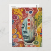 抽象芸術顔混合メディアコラージュAI ポストカード (正面/裏面)