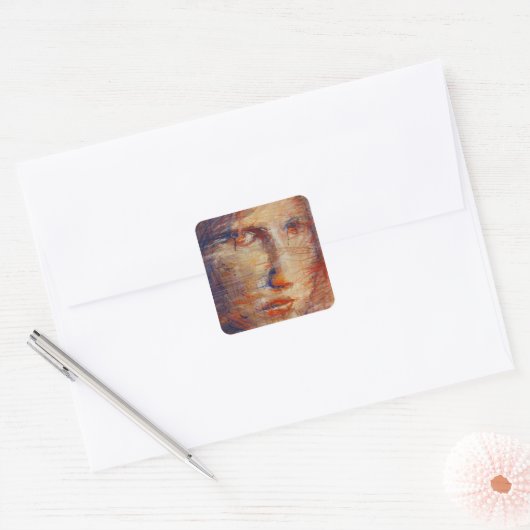 抽象芸術顔 スクエアシール (封筒)