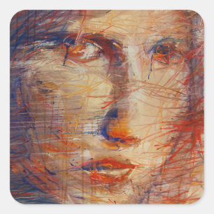 抽象芸術顔 スクエアシール