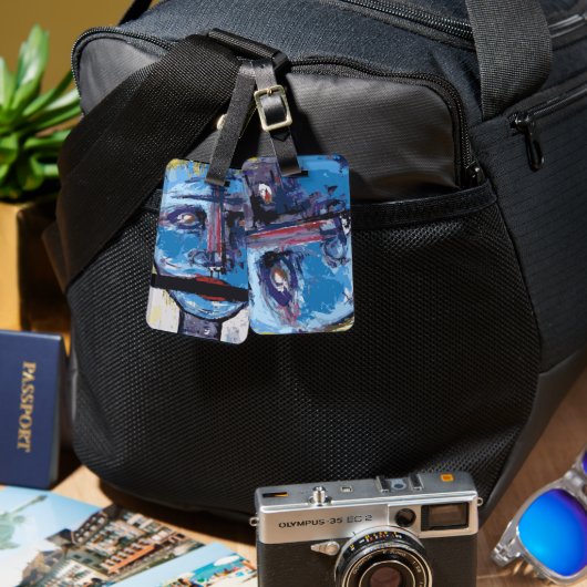 抽象芸術顔 ラゲッジタグ (正面&裏面)