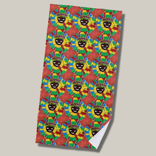 抽象芸術顔（円パターン2にHeaddressを含む） ビーチタオル