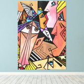 抽象芸術顔 – 気分 – キュービズムポートレート絵画ズ キャンバスプリント (インサイチュ (ウッドフロア))