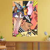 抽象芸術顔 – 気分 – キュービズムポートレート絵画ズ キャンバスプリント (インサイチュ (リビング))