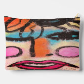 抽象芸術顔（花付） アクセサリーポーチ (裏面)