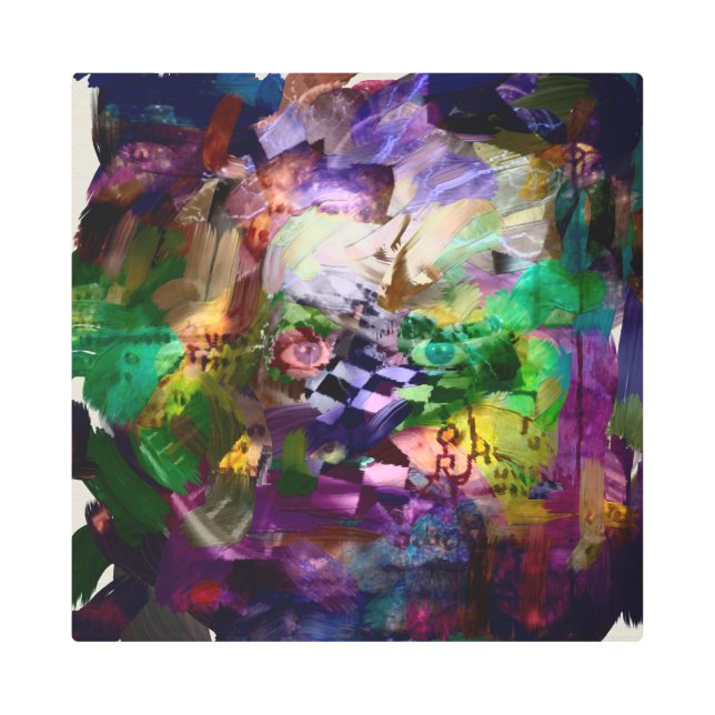 抽象芸術顔（記号あり） メタルプリント (正面)