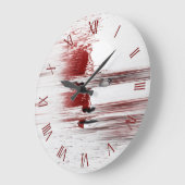 抽象芸術顔（赤） ラージ壁時計 (傾斜)