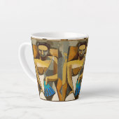抽象芸術顔、追加文字、コーヒーマグ カフェラテマグ (左アングル)