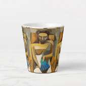 抽象芸術顔、追加文字、コーヒーマグ カフェラテマグ (正面)