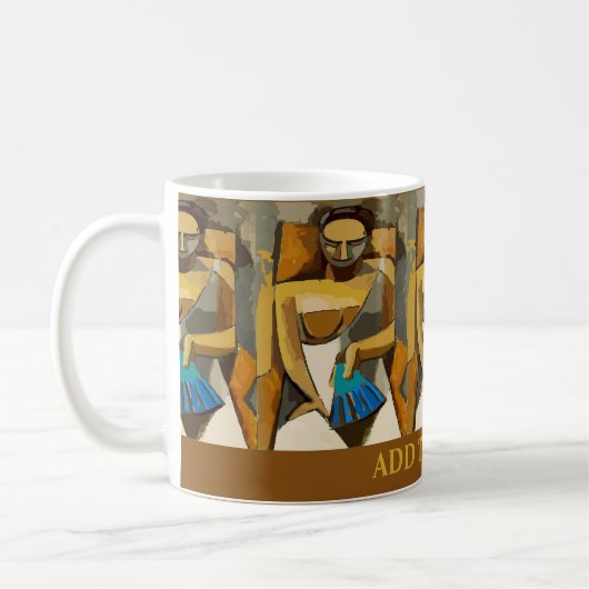 抽象芸術顔、追加文字、コーヒーマグ コーヒーマグカップ (左)