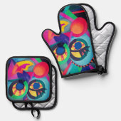 抽象芸術顔#2 鍋つかみ&鍋敷きセット (正面/裏面)
