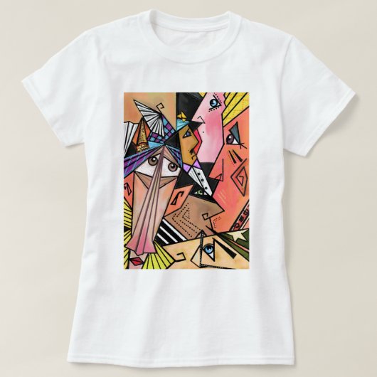抽象芸術顔- Moods – キュビズムポートレート絵画's Tシャツ (デザイン正面)