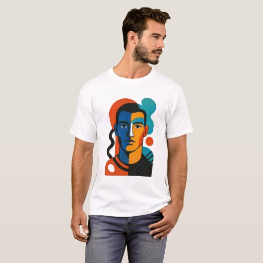 抽象芸術顔Tシャツ | モダンポップ・アートのArt Graphic Tee Tシャツ (正面フル)