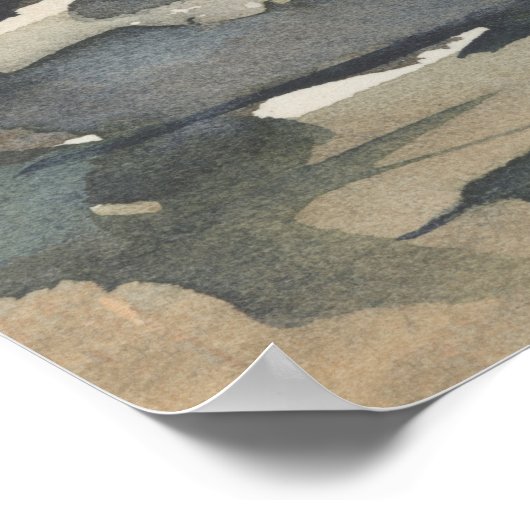 抽象芸術風景中性ダークウォーター色 ポスター (角)