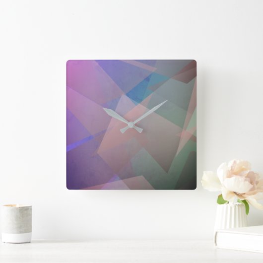 抽象芸術飛んでいる粒子 |幾何形状 スクエア壁時計 (ホーム)