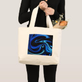 抽象芸術食べ物を与えズザブルークジラ ラージトートバッグ (正面(商品))