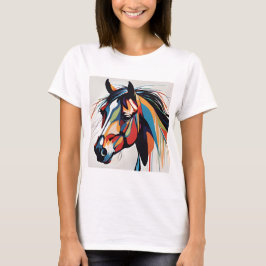 抽象芸術馬術馬ムスタンポニーブロンコ子馬 Tシャツ