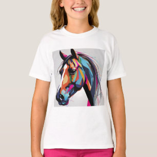 抽象芸術馬術馬ムスタンポニーブロンコ子馬 Tシャツ