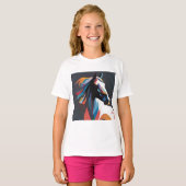 抽象芸術馬術馬ムスタンポニーブロンコ子馬 Tシャツ (正面フル)