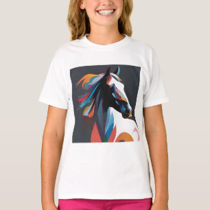抽象芸術馬術馬ムスタンポニーブロンコ子馬 Tシャツ